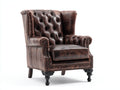 Ohrensessel Kunstleder 90 x 95 x 110 cm - Braun - Chesterfield Stil mit hoher Rückenlehne