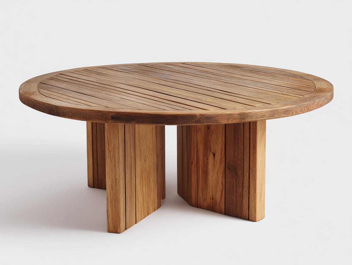 Gartentisch Teakholz Rund 150x150x75 cm Naturfarben Modernes Design