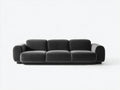 Gerades Sofa mit Samtbezug 230 x 98 x 75 cm - Dunkelgrau - Modernes Design für 3 Personen mit breiten Armlehnen