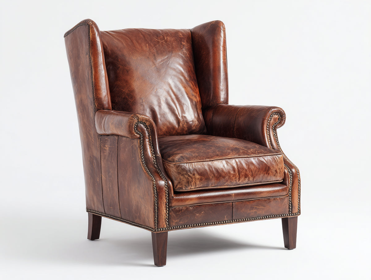 Ohrensessel Kunstleder 85 x 90 x 105 cm - Braun - Klassisches Design mit hoher Rückenlehne