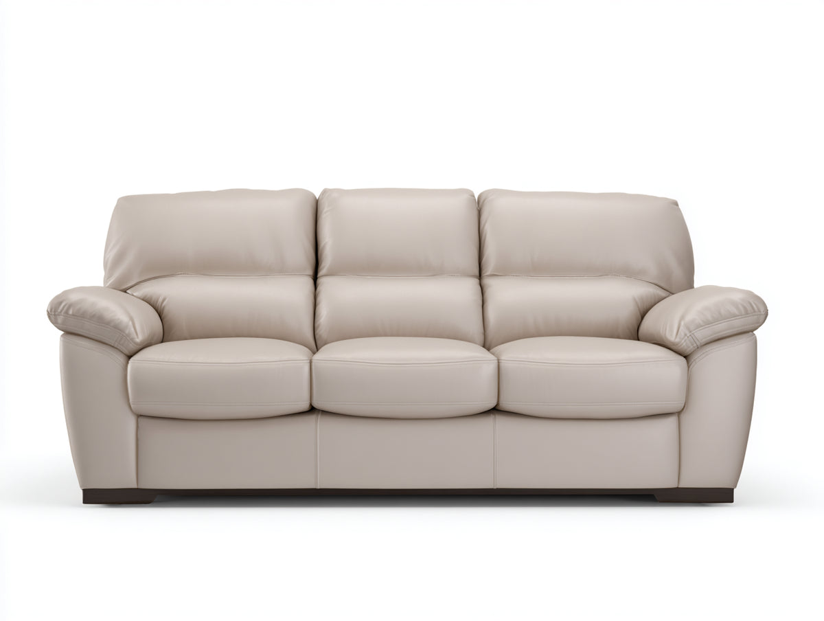 Gerades Sofa Lederoptik beige 240x95x85 cm - modernes 3-Sitzer Design für Wohnzimmer