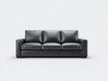 Gerades Sofa mit Bezug in Lederoptik 220 x 94 x 82 cm - Schwarz - Modernes Design für 3 Personen mit geraden Armlehnen