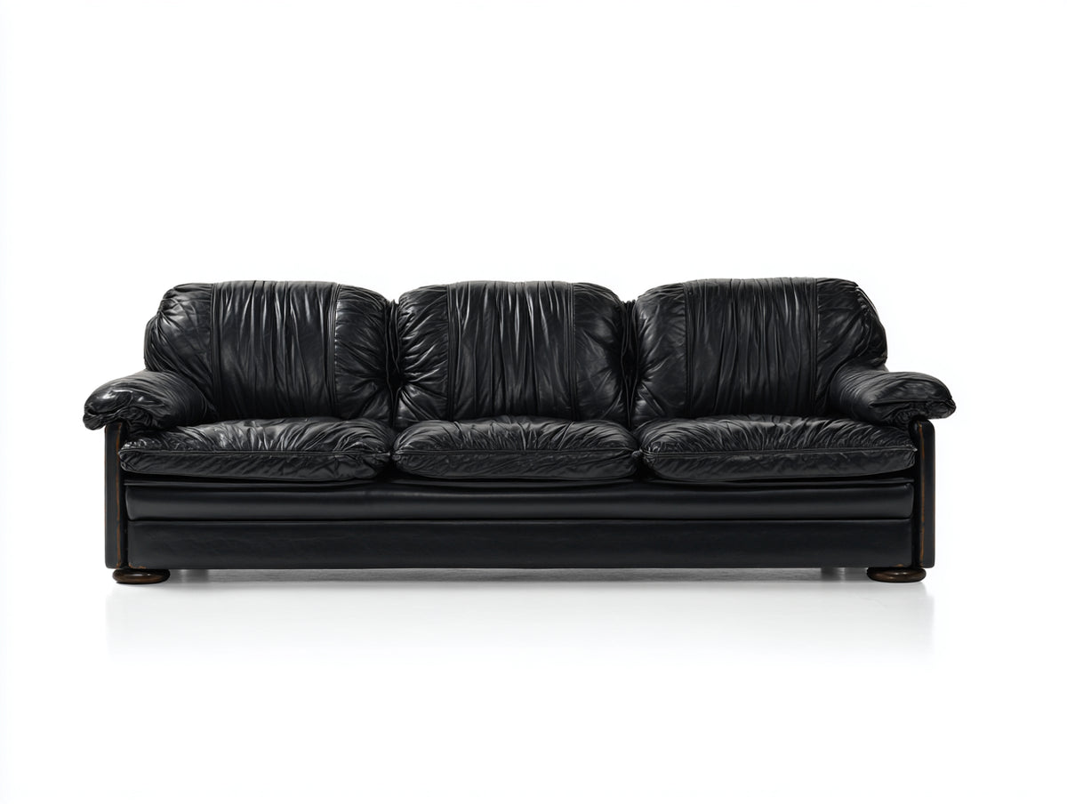 Gerades Sofa Echtleder 240x90x80 cm Schwarz Modernes Design