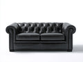 Gerades Sofa mit Bezug in Lederoptik 205 x 92 x 78 cm - Schwarz - Klassisches Chesterfield Design für 2 Personen