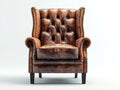 Ohrensessel mit Bezug in Lederoptik 98 x 90 x 115 cm - Cognacbraun - Klassisches Chesterfield Design mit hoher Rückenlehne und Ziernieten