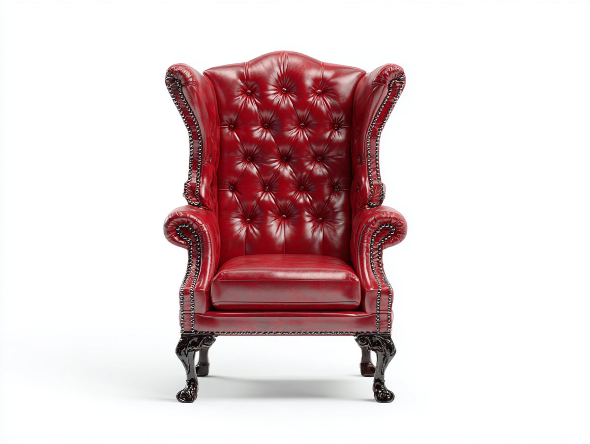 Ohrensessel Lederoptik rot 85x90x110 cm - klassisches Design mit hoher Rückenlehne für Wohnzimmer