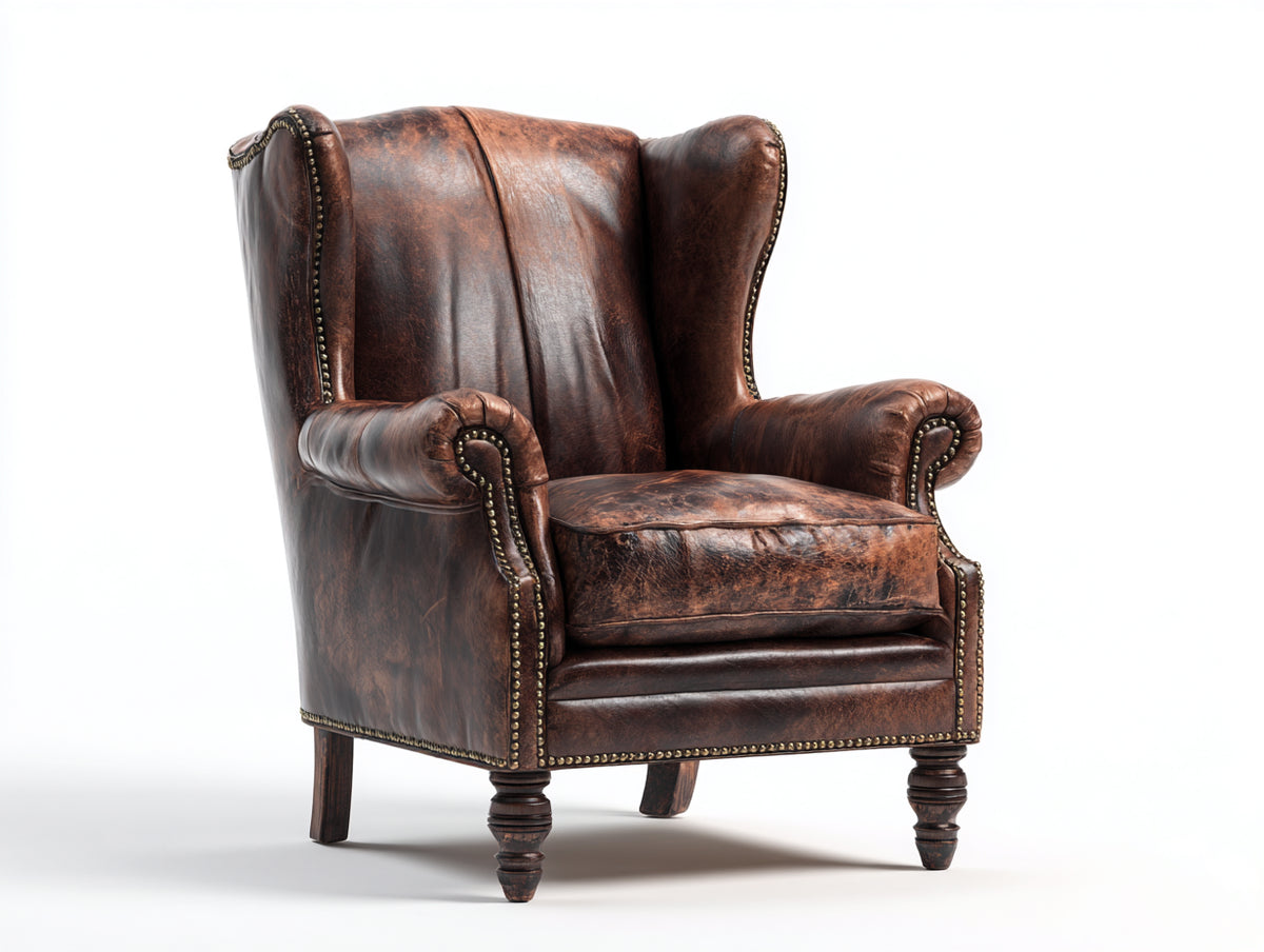 Ohrensessel Lederoptik dunkelbraun 95x90x105 cm - klassisches Design mit hoher Rückenlehne für Wohnzimmer