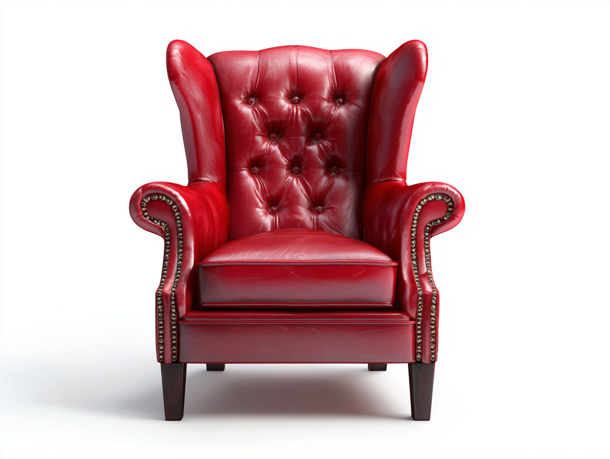 Ohrensessel Leder 85x90x105 cm Rot - klassisches Design