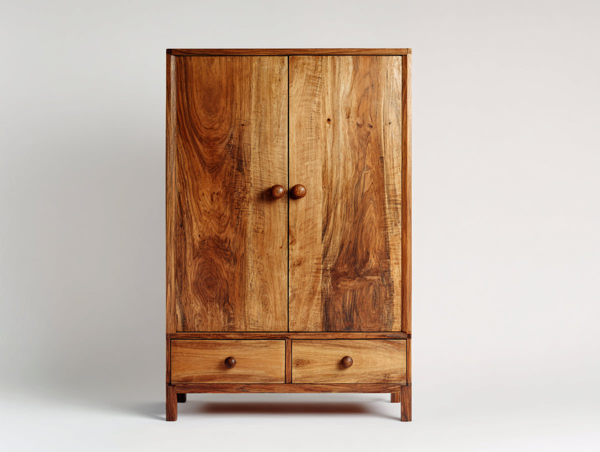 Kleiderschrank Massivholz 100x55x180 cm Braun Klassisches Design
