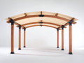 Pavillon aus Holz mit Stoffdach 400 x 300 x 260 cm - Naturbraun und Creme - Rechteckiges Design mit gewölbter Überdachung
