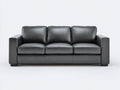 Gerades Sofa mit Bezug in Lederoptik 225 x 96 x 84 cm - Anthrazit - Modernes Design für 3 Personen mit geraden Armlehnen