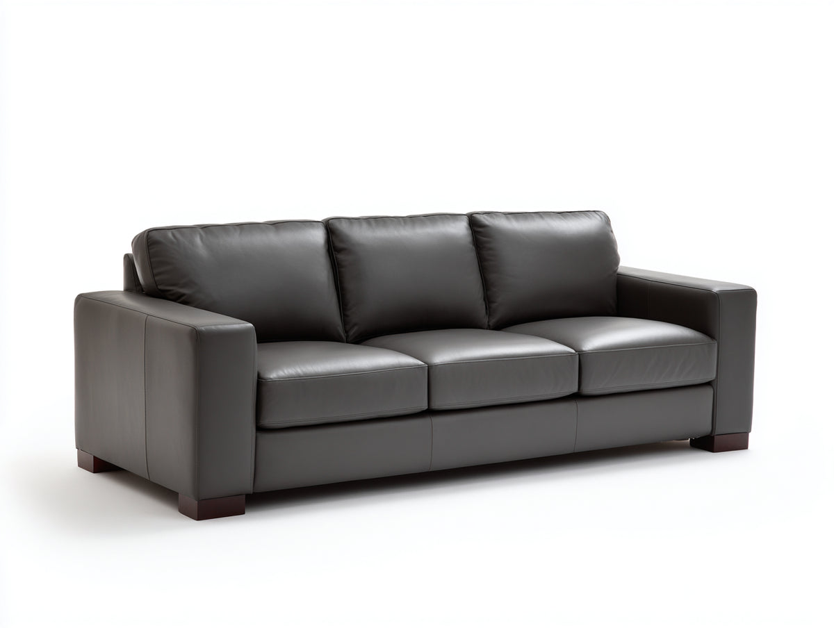 Gerades Sofa 3 Sitzer Leder 230x90x85 cm Schwarz - modernes Design