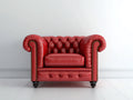 Ohrensessel mit Bezug in Lederoptik 115 x 95 x 82 cm - Rot - Klassisches Chesterfield Design mit Knopfheftung und Ziernieten