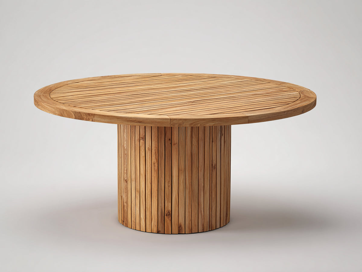 Gartentisch Massivholz Rund 180x180x75 cm Natur - Moderner Esstisch für den Außenbereich