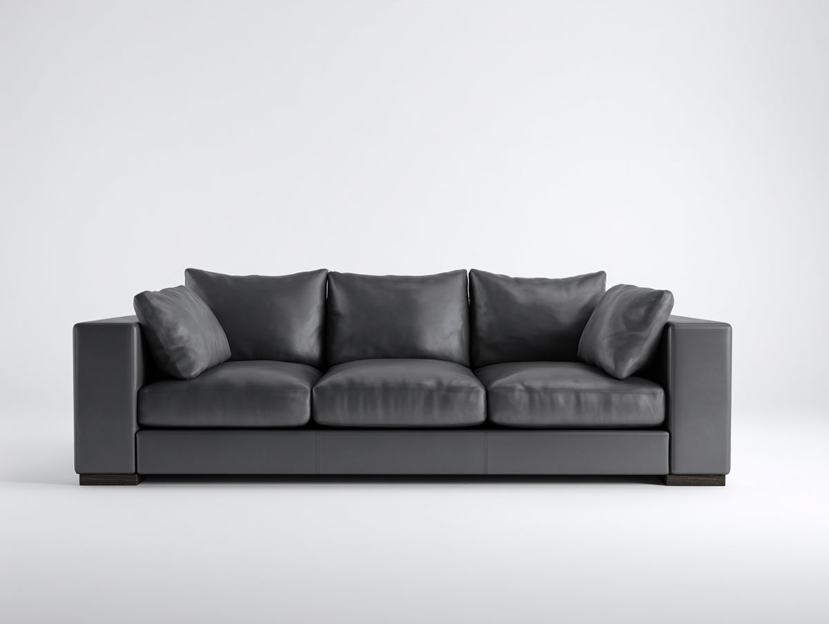 Gerades Sofa Kunstleder 260x95x80 cm Schwarz Modernes Design
