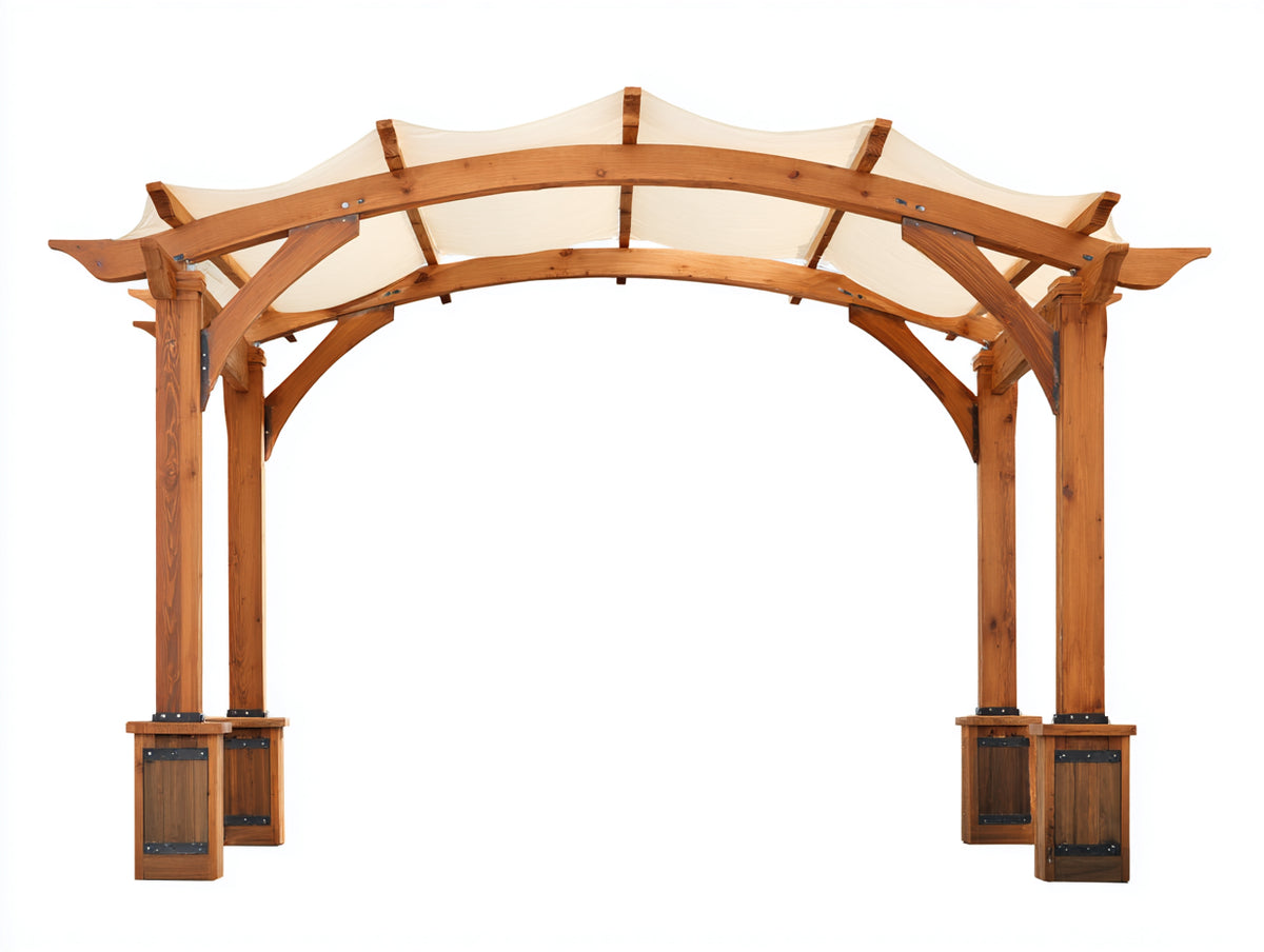 Pavillon Holzpavillon 300x300x250 cm aus Holz in Braun mit Stoffdach für Garten und Terrasse klassischer Stil