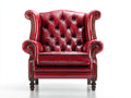 Ohrensessel mit Bezug in Lederoptik 108 x 94 x 118 cm - Weinrot - Klassisches Chesterfield Design mit hoher Rückenlehne und Ziernieten