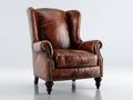 Ohrensessel Leder 85x90x105 cm Braun - klassisches Design